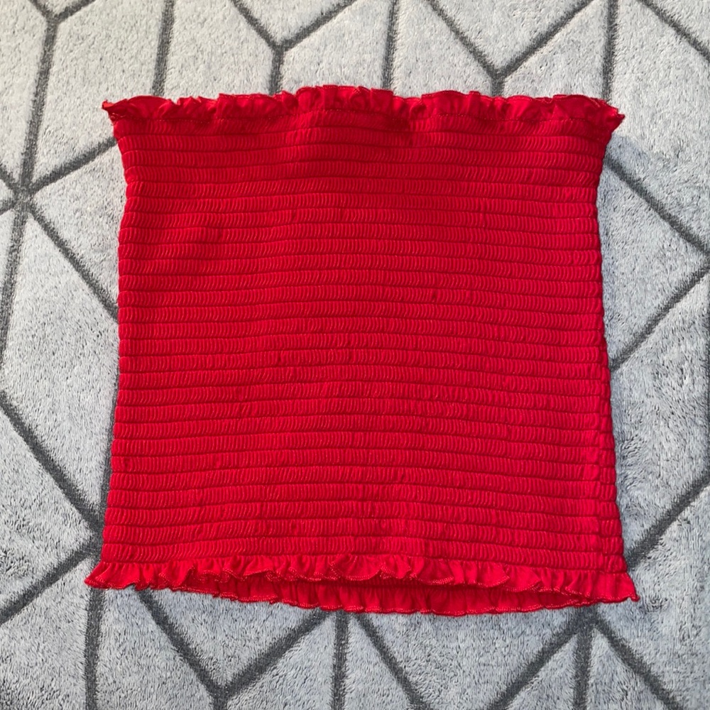 Red Ruffled Edge Tube Top